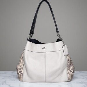 Coach Snakeskin genuine leather Lexy Shoulder Bag ,cream body snake sides F57505